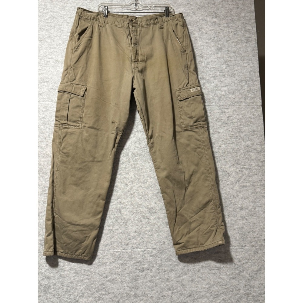 Wrangler Cargo Pants Mens 40x32 Tan‎ Fleece Lined Outdoor Workwear 70FLWBH